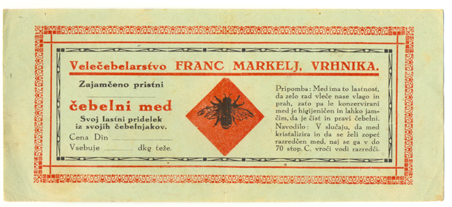 Nalepka na kozarcih iz leta 1936